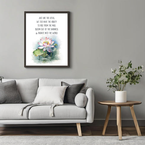 Posterizer 1 pcs-encouraging zen lotus flower positive quote-Floral & Botanical Art-Motivational & Inspirational Art-Decor for Home & Office- UNFR...