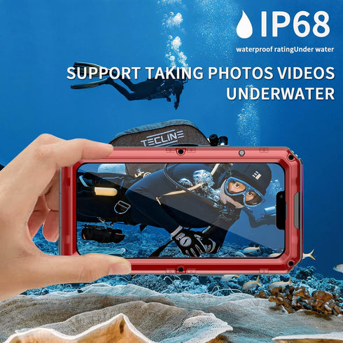 for iPhone 13 Pro Max Case Waterproof with Built-in Screen Protector Full Body Rugged Hard Silicone, Military Grade Shockproof Dustproof Protectiv...