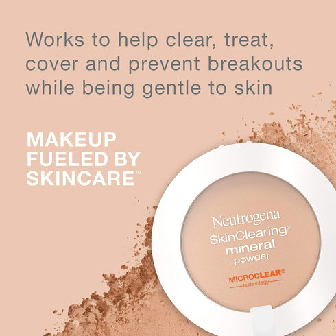 Neutrogena SkinClearing Mineral Acne-Concealing Pressed Powder Compact, Shine-Free & Oil-Absorbing Makeup with Salicylic Acid to Cover, Treat & Pr...
