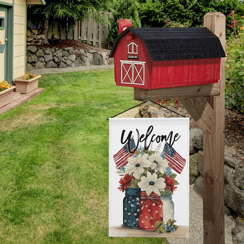 American Flag Garden Flags 12 x 18 Inch Double Sided 4th of July Garden Flag Burlap Memorial Day Patriotic Star Stripes Floral Welcome Yard Outdoo...