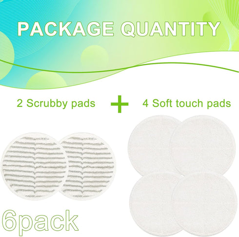 2124 Replacement Pads for Bisell Spinwave Spin Mop, (2 Scrubby Pads and 4 Soft Pads) Compatible with Bisell Spinwave 2039, 2039A, 2039Q, 2039T, 20...