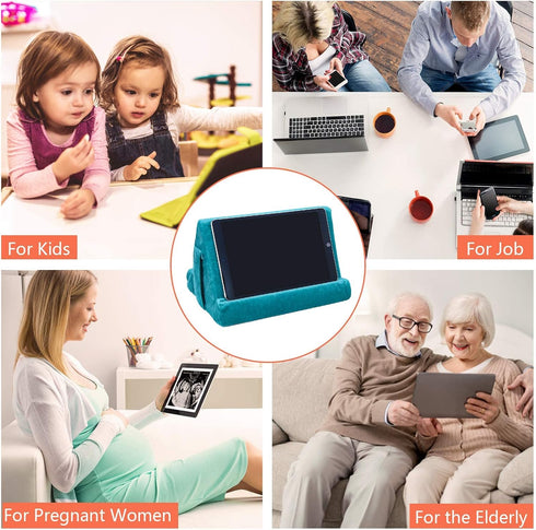 Tablet Stand Multi-Angle Tablet Pad Stand Lazy Holder Stand Soft Pad Stand Tablet Cushion Stand with Net Pocket & Phone Stands for Lap, Knee, Sofa...