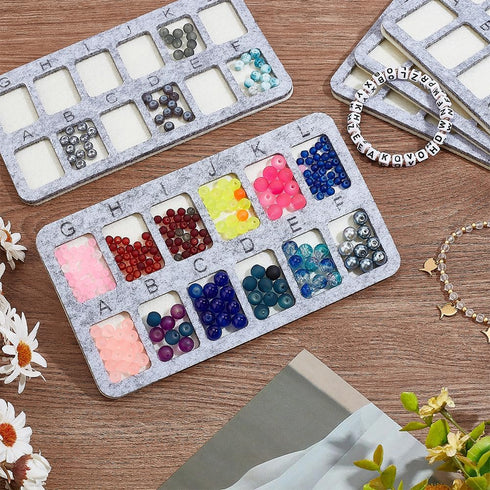 BENECREAT 6Pcs Gray Felt Bead Mat, A-L 12 Grids Rectangle DIY Beading Boards, 7x4inch Beading Design Mat Storage Tray for Jewelry Making, Beading ...