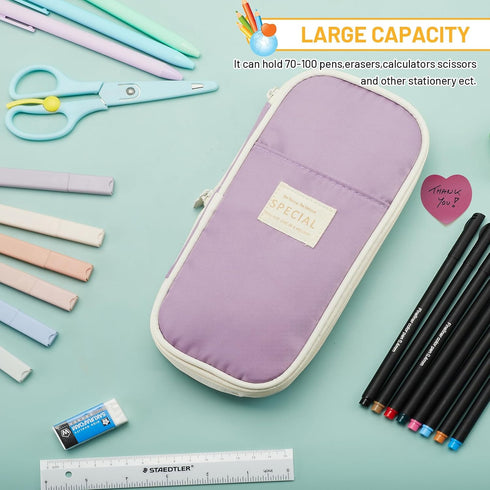 Sonuimy Large Capacity Pencil Case Pouch, Cute Aesthetic Big Capacity Zipper Pencil Cases Pen Portable Office Stationery Makeup Bag, Desk Organize...