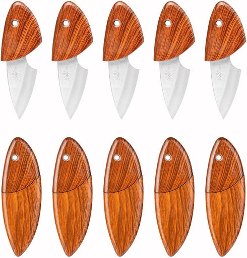 Portable Dolphin Shaped Imitation Wood Grain Draped Handle Pocket Knife 10 PACK Utility Knives 2.2Inch,Suitable for Unpacking, Fruit Cutting...