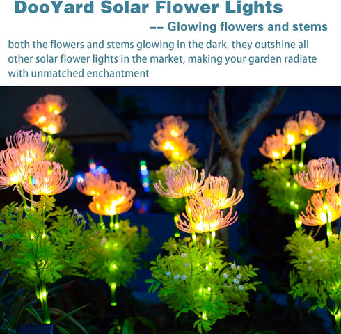 Solar Garden Lights, Solar Flowers Lights with Glowing Flowers & Stems, Upgraded Solar Panel, Solar Lights Outdoor for Garden Decoration,Yard Deco...