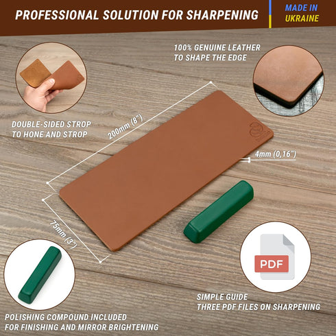 BeaverCraft Stropping Leather Strop for Knife Sharpening Strop LS2P1 - Knife Stropping Kit 3 x 8 IN - Knives Sharpener with Honing Strop Polishing...