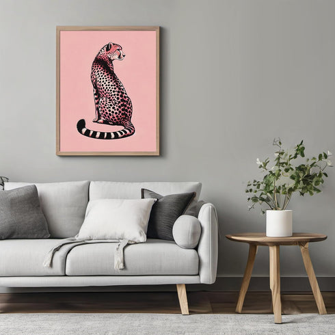 Posterizer 1 pcs-Pink Preppy Aesthetic Cheetah Print-Abstract & Modern Art-Art for Animal Lovers-Gifts for Women-Living Room Bedroom Decor- unfram...