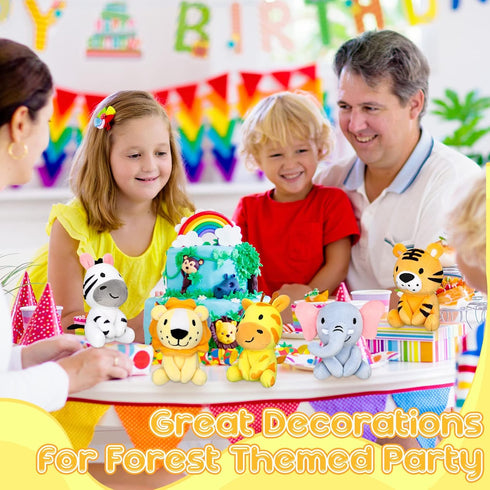 6 Pcs Mini Stuffed Forest Animals Jungle Bulk Plush Animal Toys 4 Inch Cute Plush Elephant Lion Giraffe for Baby Shower Christmas Birthday Gift St...