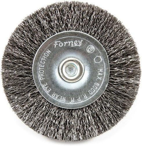 Forney 72734 Wire Wheel Brush, Fine Crimped with 1/4-Inch Hex Shank, 2-1/2-Inch-by-.008-Inch...
