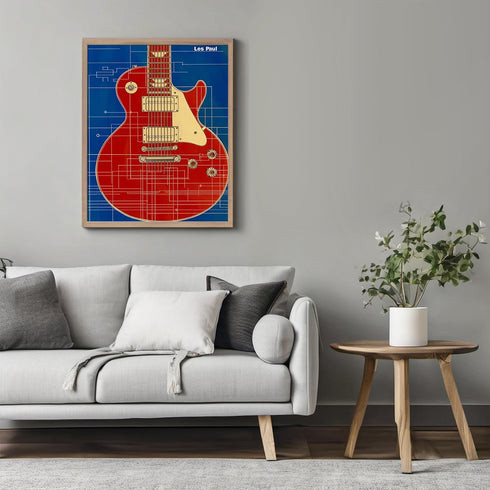 Posterizer 1 pcs-illustration of a classic Gibson Les Paul electric guitar-Sports & Hobby Art-Musical Art Collection-Gift for Music Fans- unframed...