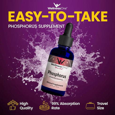 Liquid Phosphorus Supplements - Ionic Phosphorus Supplement from Ortho Phosphoric Acid for Healthy Bones & Teeth, Protein & Energy Production - No...
