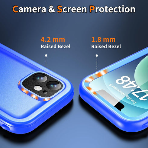 Cozycase Compatible with iPhone 12 Pro Max Waterproof Case - Full Body Rugged Dustproof Shockproof Cover Bumper Case with Built-in Screen Protecto...
