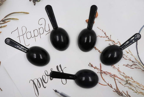 Sowaka 5 Pcs 0.25 OZ Coffee Spoons Plastic Short Handle Black Measuring Tablespoon for Coffee Tea Milk Powder Sugar Cereal...