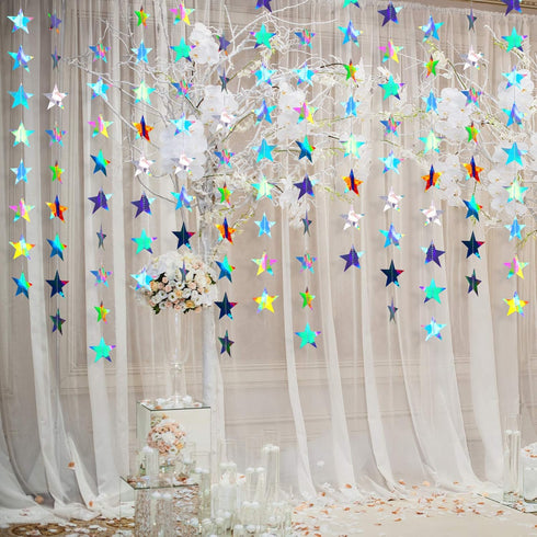 Patelai Glitter Star Garland Banner Decor 130 Feet Star Hanging Bunting Banner Twinkle Backdrop for Classroom Baby Shower Wedding Birthday Christm...