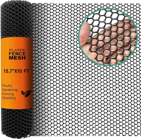 Chicken Plastic Wire Fencing Mesh - Heavy-Duty Plastic Chicken Black Wire Fence Mesh for Gardening, Barrier Netting, Poultry Dogs Rabbit Fencing (...