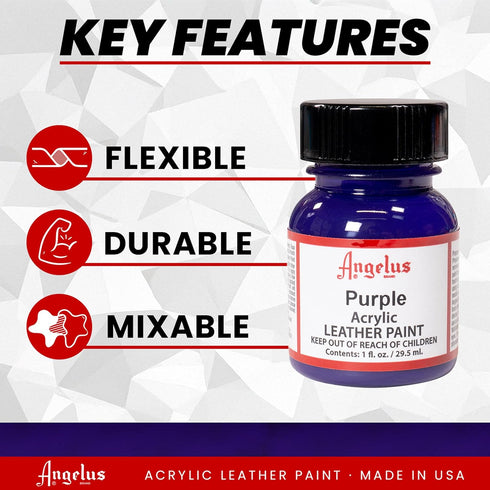 Angelus Acrylic Leather Paint for Shoes, Sneakers, Leather, Canvas, Furniture, and More - 1 fl oz, Purple...