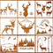 9 Piece Forest Deer Wolf Mountain Stencils Moon Bamboo Pattern Animal Flower Reusable Templates Forest Theme DIY Stencils with Metal Open Ring for...