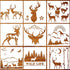 9 Piece Forest Deer Wolf Mountain Stencils Moon Bamboo Pattern Animal Flower Reusable Templates Forest Theme DIY Stencils with Metal Open Ring for...