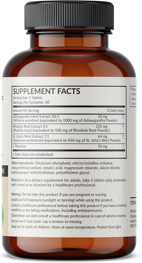 Futurebiotics Chill Pill + Ashwagandha, Rhodiola, St. John’s Wort, & L-Theanine 2000 MG per Serving - Non-GMO, 120 Vegetarian Tablets...