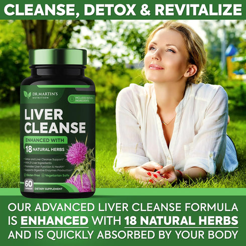 Liver Cleanse Detox & Repair Formula Supplement | For Enhanced Liver & Gut Health | Boosts Energy | Antioxidant with 21 Ingredients Milk Thistle, ...