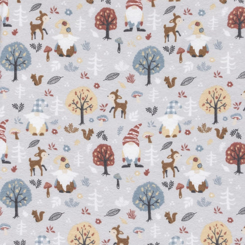 Trend Lab Woodland Wonder 4 Pack Flannel Blankets - Bear Crossings - Blue, Brown, Gray, White; Buffalo Check - White, Gray; Woodland Gnomes - Whit...