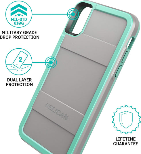 Pelican Protector Phone Case for iPhone Xs & X (Gray/Aqua)...