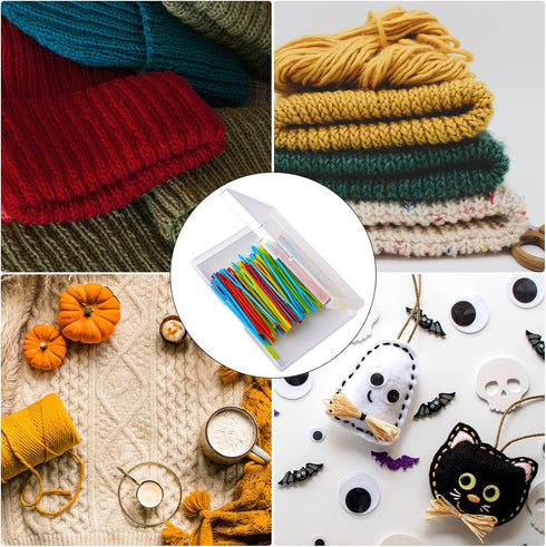 SAVITA 100pcs Plastic Sewing Needles, Large-eye Knitting Needles Colorful Plastic Yarn Lacing Weaving Needle Learning Needles for Kids DIY Sewing ...