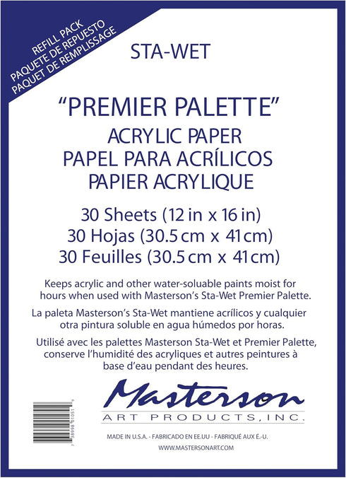 Masterson Sta-Wet Premier Palette Acrylic Paper Refill 30 Sheets...