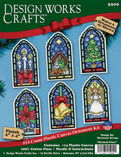 Design Works Crafts Stained Glass Counted Cross Stitch Ornament Kit, White...