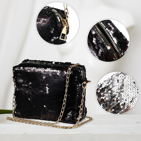 Sparkly Sequin Handbag Lady Party Evening Clutch Shoulder Bag, Mother's Day gift or gift for women (Black), 10 * 7.1 * 0.8 inch...