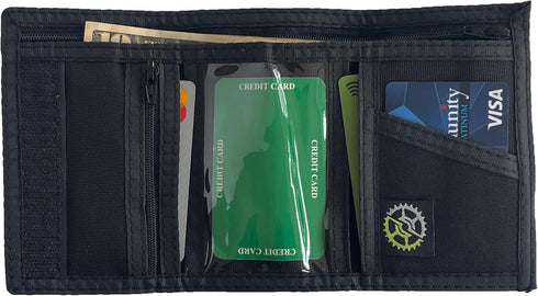 Sprocket Nylon Trifold Wallet with Zippered Coin Pocket (Black), 3 x 5...