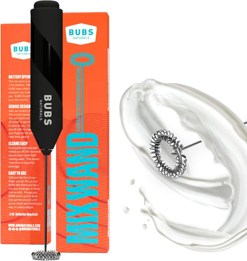 BUBS Naturals Mix Wand - Handheld Milk Frother - Lattes, Coffee, Cappuccino, Frappes, Hot Chocolate Blender - Portable Protein Powder, Omelet, Egg...