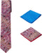 Men's Woven Paisley Regular Length Neck Tie with 2 Handkerchief Pocket Squares Hanky Set - Burgundy Blue...
