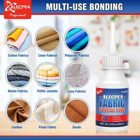 60ML Fabric Glue for Clothing Permanent Washable 100% Waterproof, No Sew Solution, Washer/Dryer Safe...