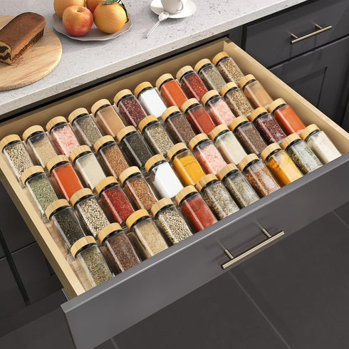 Spice Drawer Organizer 4 Tier, Acrylic Seasoning Organizer Rack, Clear Spice Rack Tray, Kitchen Seasoning Jars Drawers Insert (Jars Not Included/ ...