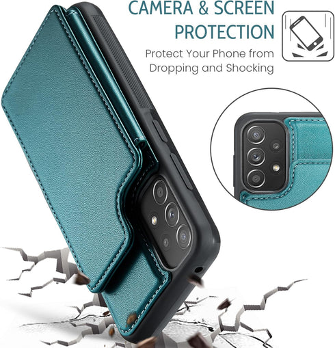 Asuwish Phone Case for Samsung Galaxy A52/A52S 5G Wallet Cover with Screen Protector and RFID Blocking PU Leather Credit Card Holder Stand Cell Ac...