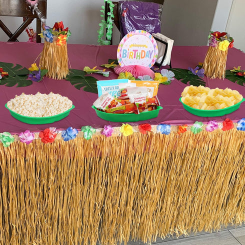 Palm Leaf Serving Trays | 12 Pcs Green Plastic Hawaiian Snack Trays | Luau Party Decorations Serveware | Tropical Party Serving Platter | BBQ, Sum...