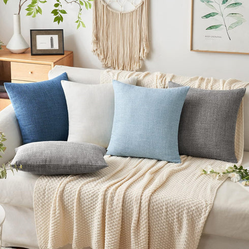MIULEE Pack of 2 Decorative Linen Burlap Coastal Pillow Covers Farmhouse Boho Accent Pillowcases for Sofa Car Couch Bedroom Living Room Home Decor...