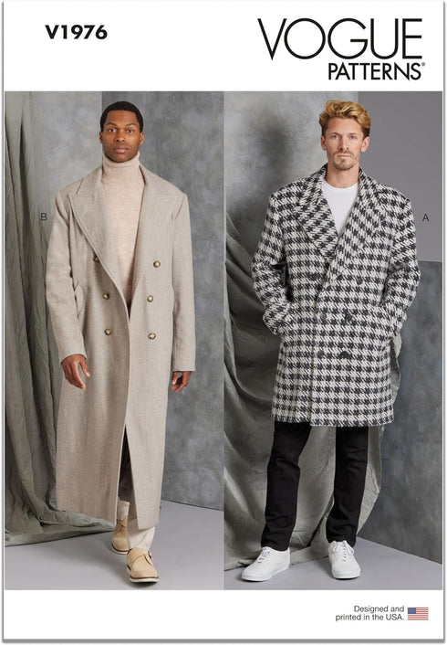 Vogue Men's Loose-Fitting Lined Coat Sewing Pattern Kit, Design Code V1976, Sizes 34-36-38-40-42...