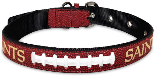 Pets First Leather Pet Collar NFL New Orleans Saints Premium Dog Collar Limited Edition Size Medium. Best & Strongest Heavy-Duty Dog Collar! (NOS-...