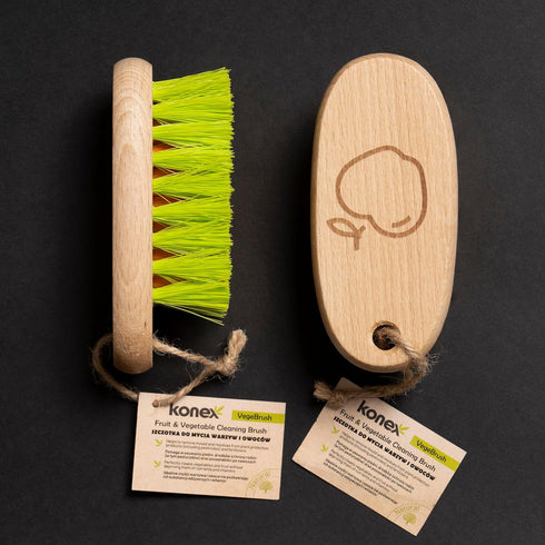 Veggie Brush - Fruit and Vegetable Produce Brush and Potato Scrubber. Vegetable Scrubber Brush for Food with Beechwood Handle. Mushroom, Potato Sc...