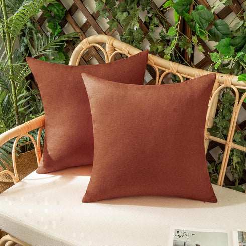 Woaboy Set of 2 Outdoor Waterproof Throw Pillow Covers Rust Decorative Farmhouse Solid Cushion Cases for Bed Sofa Couch Car Living Room 16x16 inch...