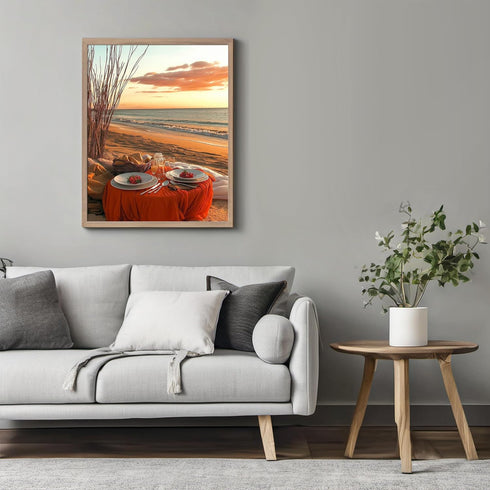 Posterizer 1 pcs-Valentine's day sunset dinner at the beach cute poster -1-Romantic Art-Holiday Poster Collection-Gift for Couples boyfriend girlf...