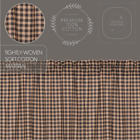 VHC Brands, Bingham Star, Cotton, 16x72, Plaid Valance, Black...