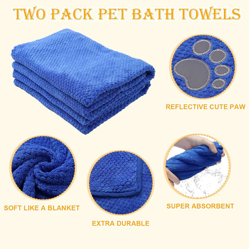 Dog Towels for Drying Dogs Two Pack Dog Bath Towel pet Towel Absorbent Microfiber Durable Prevent mud Dirty for Dogs Cats Small Animal Bathing Gro...