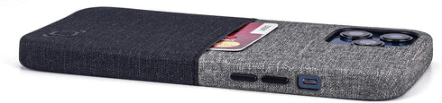 Dockem Luxe M1 Card Case for iPhone 12 Pro Max: Slim Canvas-Style Synthetic Leather Wallet Case with Built-in Metal Plate for Magnetic Mounting an...