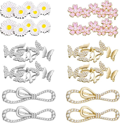 WILLBOND 12 Pieces Shoelaces Charms for Sneakers Shoelaces Clips Decorations Sneaker Charms Rhinestones Laces Daisy Butterfly Bows Charms for Snea...