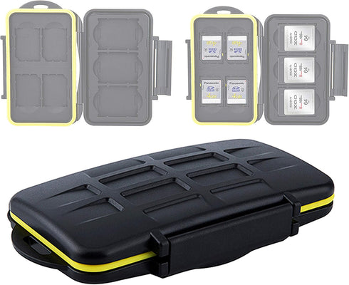 JJC MC-XQDSD7 Ruggard SD Card Case, Shockproof XQD Case, Water-Resistant XQD Case Case, Rubber Sealed Ergonomic Locking Easy Carrying Memory Card ...