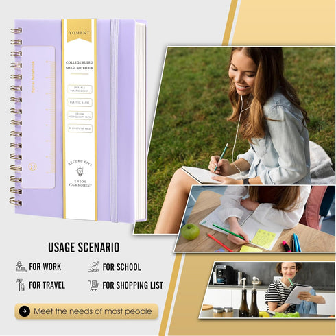 Yoment Spiral Notebook College Ruled A5 Spiral Bound Journal 160 Pages Thick Paper Plastic Hardcover Spiral Notebook 5x7 Wire Bound Notebooks for ...
